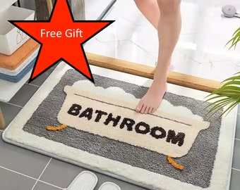 2-Pack Bathroom Mat | Cute Mat Set for Bathroom | Housewarming Gifts | Bathroom sign | Unique Bath Mat | Bath Rugs | Floor mat | 20x31.5 in