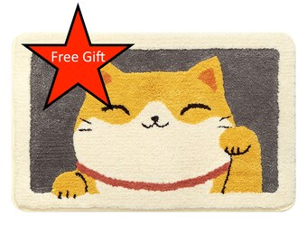 Set 2-pack Welcome Cat Door Mat | Cute Cat Doormat for Indoor, Front Door, Outdoor Bathroom Mat | Funny Welcome Fluffy Mat for Cat Lovers