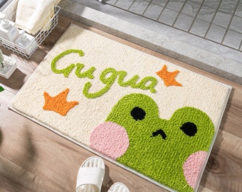 SMALL Frog Bath Mat | Funny Froggy mat for Kitchen, Bathroom, Kids Bedroom, Indoor Mat | House Welcome Doormat Decor for Housewarming Gift