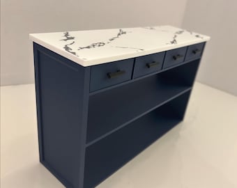 Ilha de cozinha em escala 1:6 / Móveis para bonecas de 30 cm / Móveis de cozinha para casa de bonecas / Armário em miniatura com gavetas / Decoração de cozinha em miniatura