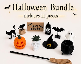 Set di decorazioni di Halloween per mini cucina/ Decorazioni di Halloween in miniatura / Accessori di Halloween per casa delle bambole / Espositore spettrale di Halloween in miniatura