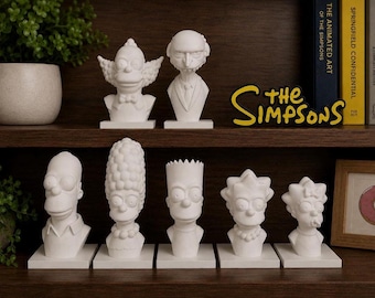 Simpsons karaktärsbystset/ SISTA SETET Tillgängligt/Homer, Marge, Bart, Lisa, Maggie, Krusty/Mr. Burns/Utgången samling