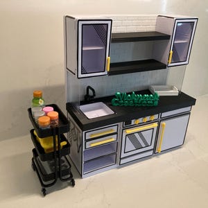 ミニチュアユーティリティカート/ミニバース互換/1:6スケール/ミニバースキッチンスパイスラックカート/3段カート