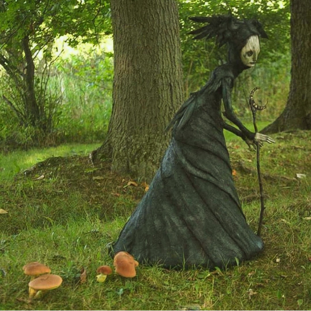 Halloween Witch Figurine Statue Resin Creepy Witch Sculptures Etsy