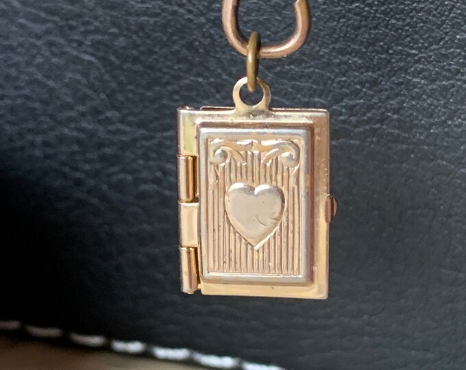 Vintage Heart Book Locket, Gold Locket, Heart Locket, Ornate Locket, Embossed Locket, Engraved