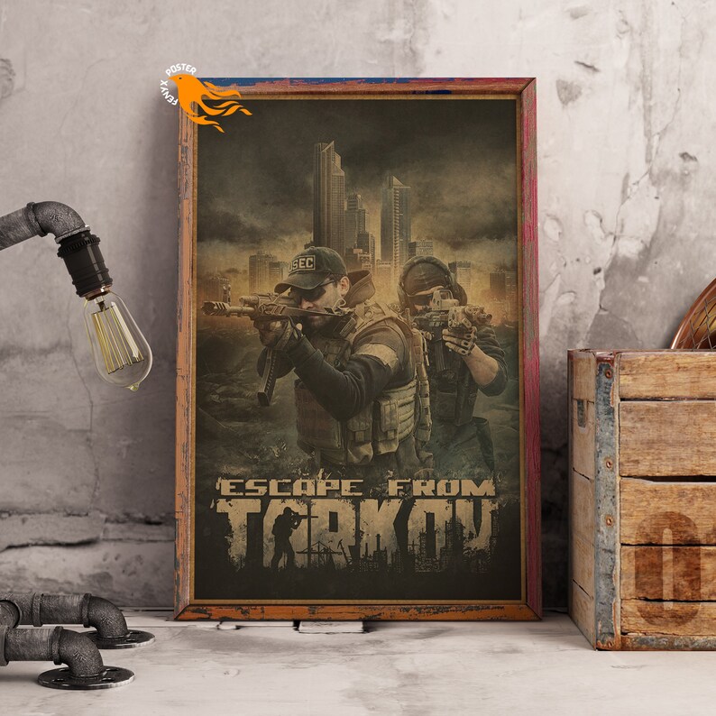 Escape From Tarkov Retro Poster Kraft Paper Print Game Wall Etsy Hong