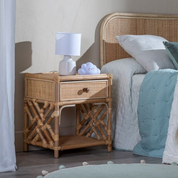 Small rattan nightstand deals