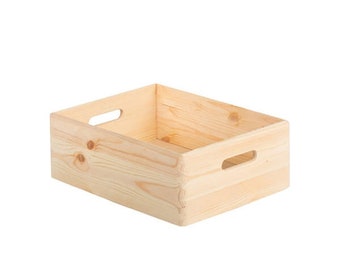 Caja multiusos de madera de pino natural, cajas de madera sin terminar con asa, organizador de almacenamiento para despensa de cocina, gabinete, oficina, dormitorio