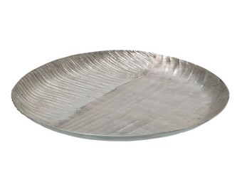 Tafelmiddenstuk, decoratief aluminium dienblad, ronde zilveren afwerking