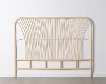 Elegantes Rattan-Kopfteil, Holz-Schlafzimmer-Möbel, Natur-Finish (160 x 3 x 125 cm)