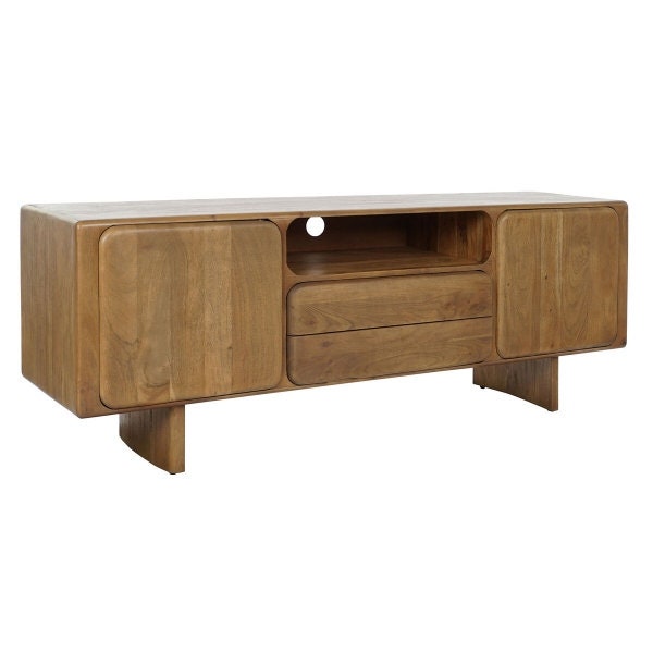 Table TV, console TV avec beaucoup de rangement, meuble TV rustique moderne pour une décoration confortable dans le salon, bois d'acacia (175 x 43,5 x 65 cm)