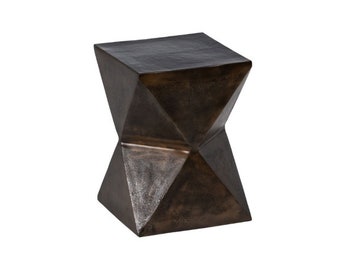 Mesa auxiliar pequeña, mesita de noche moderna, mesita de noche decorativa, mesa auxiliar de aluminio para sala de estar, dormitorio, entrada, bronce (30 x 30 x 41 cm)