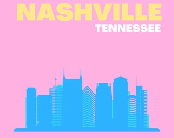 FIVE Preppy Nashville Wall Art, Nashville THEMED Wall Art, Instant Download