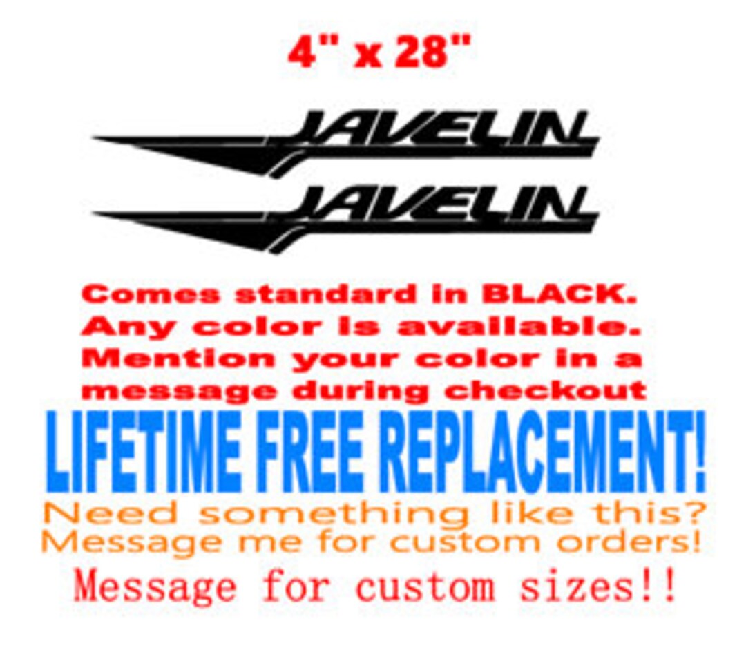 PAIR of 4 X 28 Javelin BOAT Hull Decals Marine Etsy