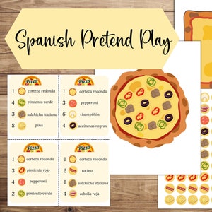 SPANISH Build A Pizza, Pretend Play, Preschool Printable, Kindergarten Printable, Toddler Activity, Preschool Activity, Active Pretend Play