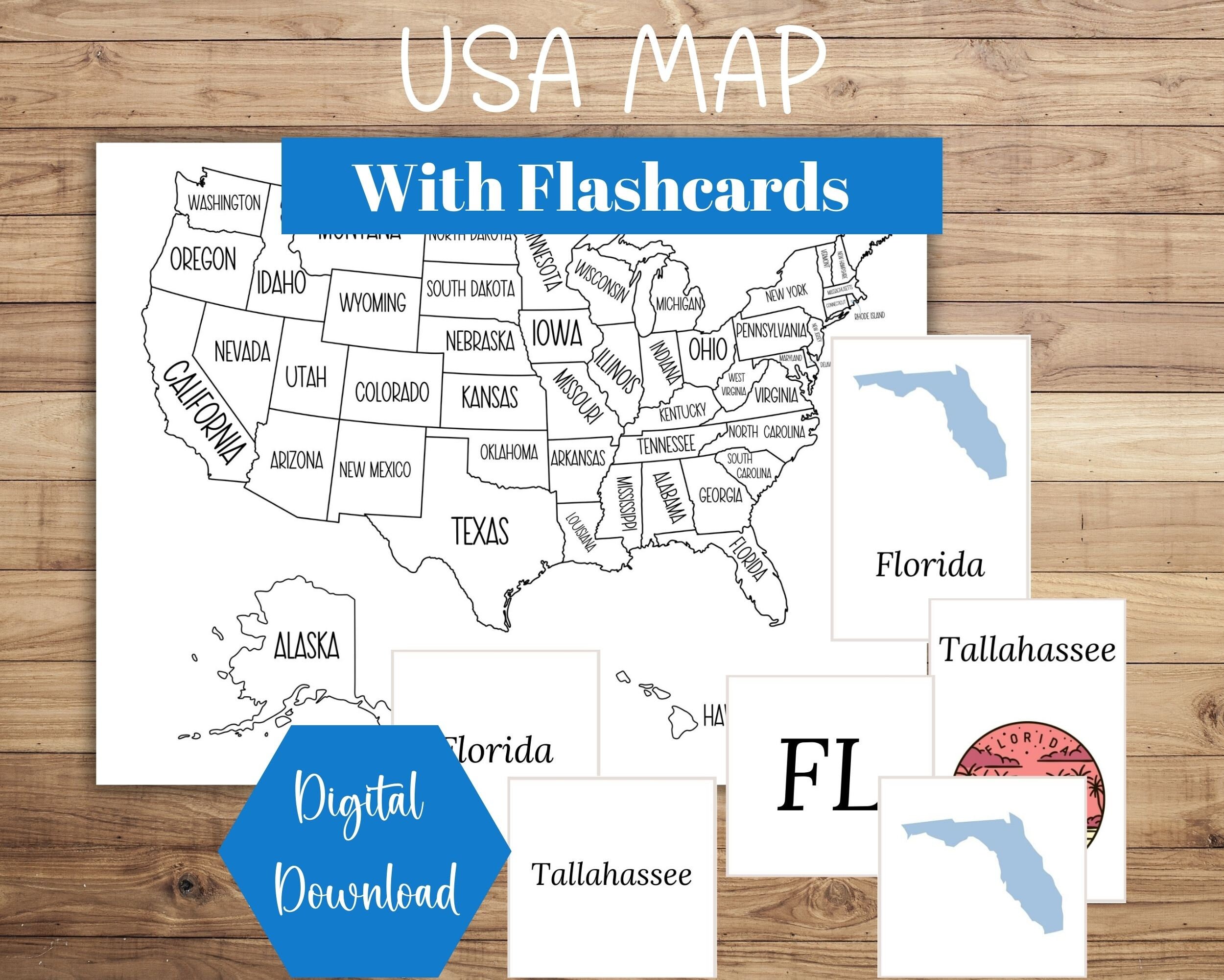 United States Map Printable US Map Printable USA US Sales Map, Travel Tracker, Etsy Order Map, Instant Digital Download, Homeschool Activity