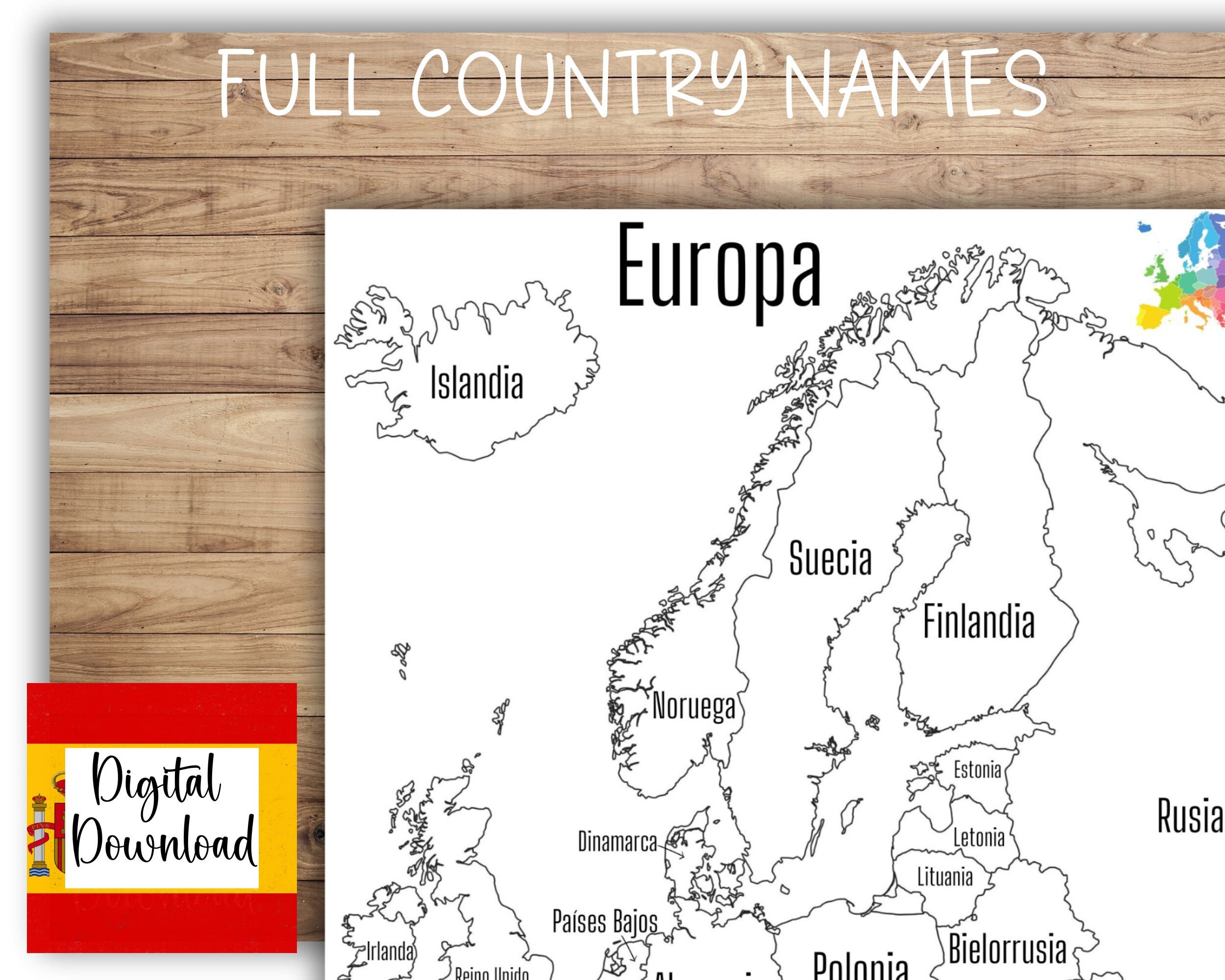 Mapa de Europa en ESPAÑOL, Mapa de Europa imprimible, Mapa de ventas de ...