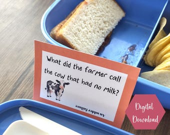 Printable Lunchbox Joke Cards for Kids (Digital Download)