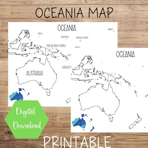 Ozeanien Karte, Karte von Ozeanien, druckbare Karte Ozeanien druckbare Verkaufskarte, Reise-Tracker, Etsy Bestellkarte, sofortiger digitaler Download, PDF-Karte