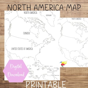 Nordamerika Karte druckbar, Kontinent Karte druckbar, Verkaufskarte, Reise-Tracker, Etsy Bestellung Karte, sofortiger digitaler Download, Aktivität zu Hause