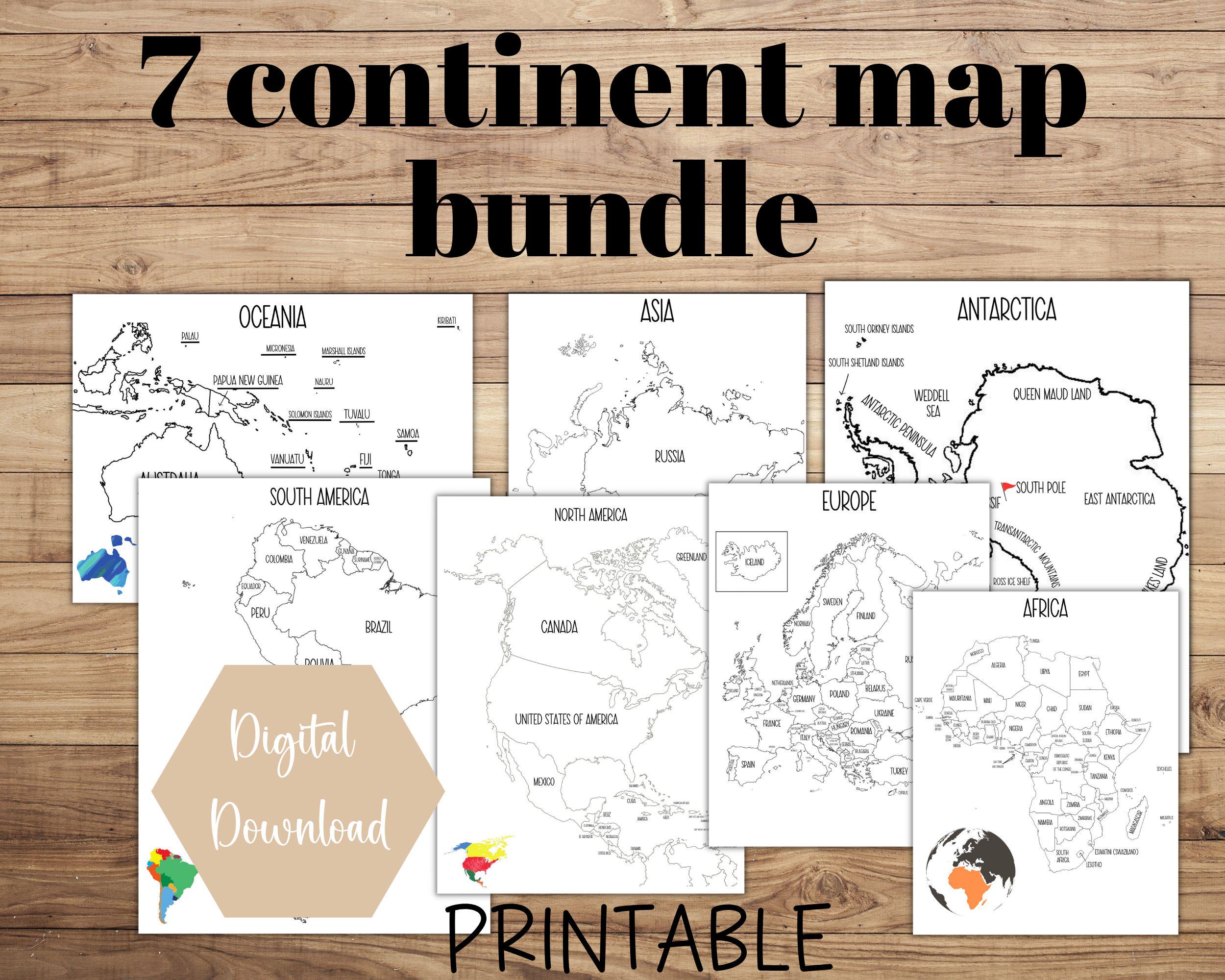 7 Continent Map Bundle Printable, Travel Tracker, Etsy Sales Map ...