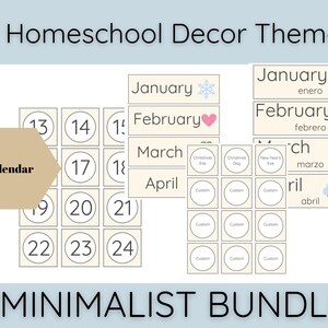 Minimalist Homeschool Decor Bundle, Minimalist Homeschool Calendar  Homeschool Affirmations Homeschool Printables Instant Download PDF