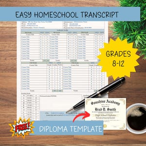 Editable High School Transcript Printable Canva Template Transcript Template Grade Portfolio Academic Planner Transcript Planner Printable
