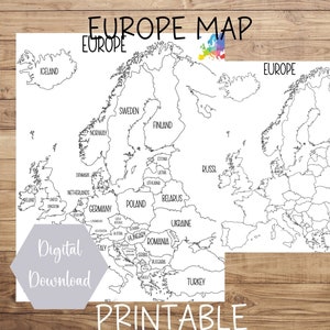 Europa Karte, Karte Europa, druckbare Europa Karte druckbare Europa Karte, Reise-Tracker, Etsy Bestellung Map, sofortiger digitaler Download