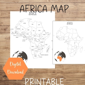 Afrika Karte, Karte von Afrika, druckbare Afrika Karte, Geographie Homeschool, Reise-Tracker, Etsy Bestellkarte, sofortiger digitaler Download, Geographie