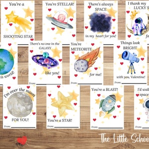 Printable Space Valentines, Valentines Cards For Kids Printable, Classroom Valentines Printable, School Valentines Printable, PDF Download
