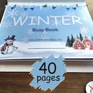 Livre d'hiver occupé imprimable livre d'hiver occupé préscolaire apprentissage cartable école à la maison préscolaire hiver feuilles de travail imprimables PDF Montessori
