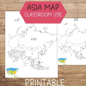 Klassenzimmer-LIZENZ Asien Karte, Karte von Asien druckbare Asien Karte, druckbare Asien Verkaufskarte, Reise-Tracker, Bestellkarte, sofortiger digitaler Download