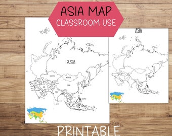 Asia Map Printable, Classroom & Homeschool Use (Digital Download)