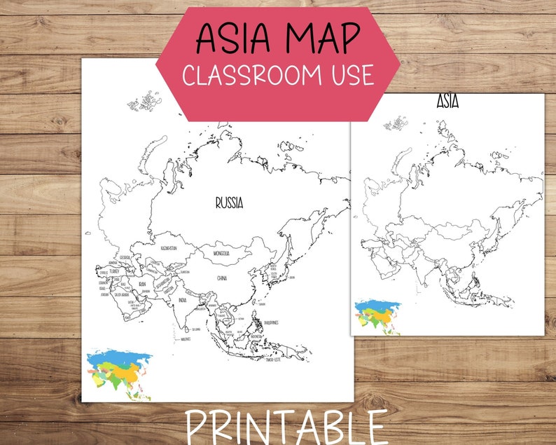 Asia Map Assignment Asia Map Printable, Classroom & Homeschool Use (digital Download ...