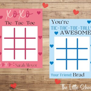 Customized Tic Tac Toe Valentines Personalized Valentines Tic Tac Toe, Valentines Day Tic Tac Toe, Valentine Tic Tac Toe, Class Valentines