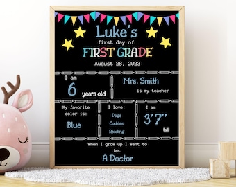 First Day Of School Sign Printable First Day Of School Personalized First Day of School Sign Reusable School Memories First & Last Day PDF