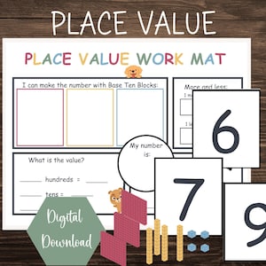 Place Value Activity Set Printable Math Activity Homeschool Math Manipulatives Instant Download Math Lessons Learn At Home Grade School Math