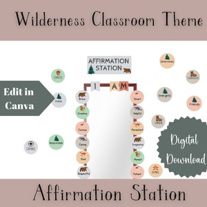 Affirmation Station, Classroom Decorations, Teacher Printables,  Wilderness Classroom, Digital Download, Classroom Management, BackToSchool