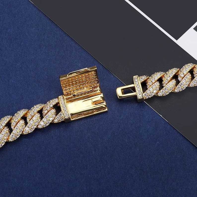 10mm Iced Out CZ Heavy Prong Cuban Link Chain With Box Buckle - Etsy