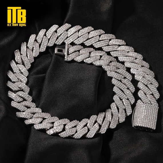 Gold Chain for Men Iced Out,20MM Men's Gold Chain Miami 18k Real Gold  Plated/Platinum White Gold Finish Choker Necklace Bracelet,Full Cz Diamond  Cut