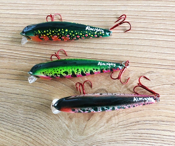 Custom Painted Jerkbait Rainbow Trout & Arctic Char Rattling