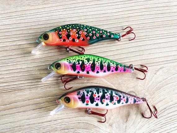 Custom Painted Jerkbait Rainbow Trout & Arctic Char Rattling