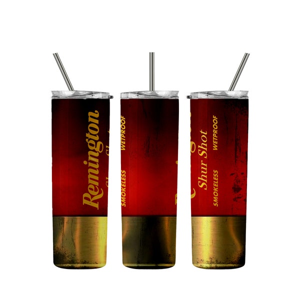 Remington Shotgun Shell - Shur Shot - 20oz, 15oz, 12oz, Skinny/Straight Tumbler Wrap - PNG, Sublimation