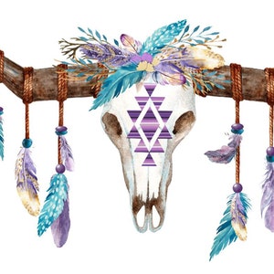 Teal, Yellow, Lavender, Boho, Western, Longhorn - JPEG, PNG