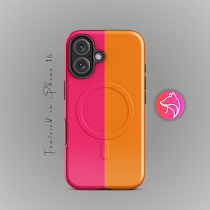 Neon Pink & Orange iPhone Case: Personalized Minimalist Abstract Design Cover
