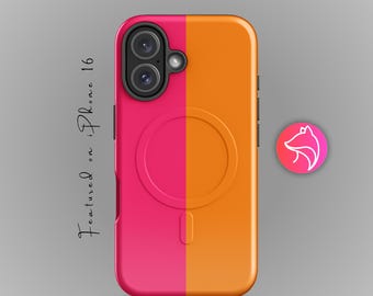Neon Pink & Orange iPhone Case: Personalized Minimalist Abstract Design Cover