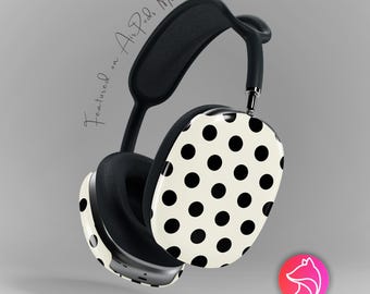 Étui pour AirPods Max à pois : design monochrome d'inspiration vintage