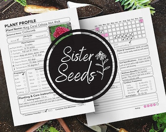 Digital Download Plant Profile Log – Printable Garden Record, Track Plant Characteristics, Sow Transplant Harvest Times, Plant Care Journal
