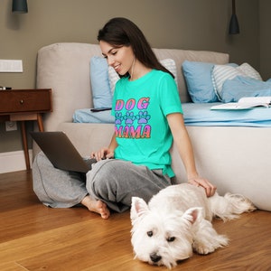 Dog Mama Paw Prints Furry Outline Edges Multicolor Gradient Graphic Printable File Instant ...