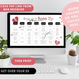 Get over him breakup calendar/Breakup Journal/ Relationship/ confidence builder/ Self Care Calendar/Get over a breakup/ Printable/Download